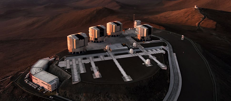At 2635 metres above sea level in the Atacama Desert of Chile, ESO’s Paranal Observatory is one of the very best astronomical observing sites in the world and is the flagship facility for European ground-based astronomy. Credit: ESO