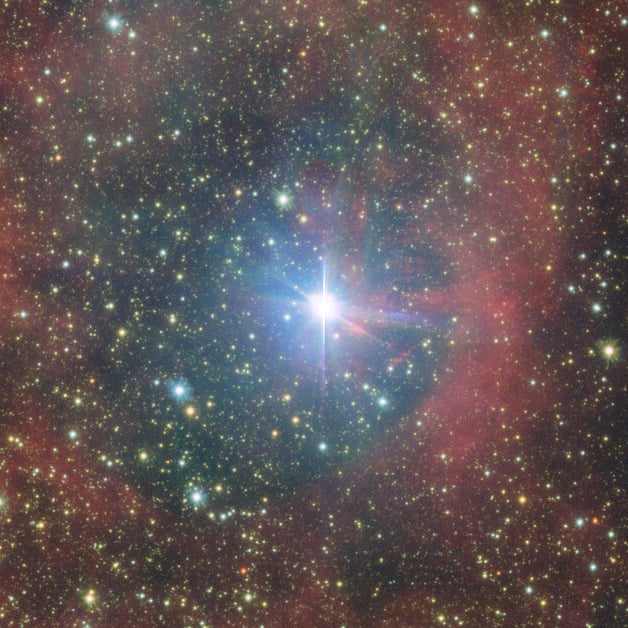 The "impostor" star HD 165319 within the Sh2-46 nebula. Credit: ESO/VPHAS+ team